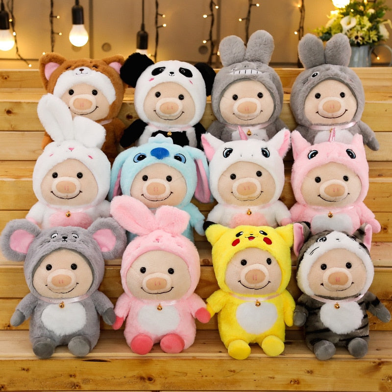 Cute Piggy Hoodie Turned Animal Plush Stuffed Doll Toy