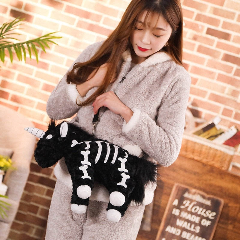 Nightmare Skeleton Unicorn Doll Soft Plush Stuffed Shoulder Bag