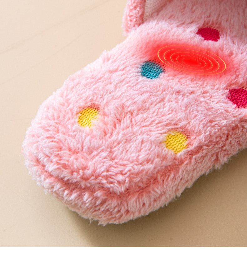 Cute Polka Dot Fur Cotton Plush Indoor Home Slippers Shoes