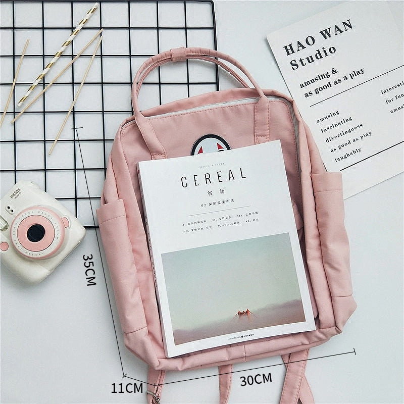 Canvas No Face Backpack for Teenager Girls Schoolbag Back
