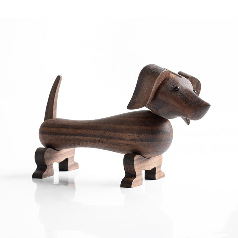 Handmade Wooden Dachshund Dog Figures Home Decoration