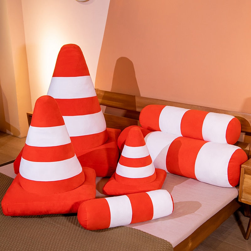 Simulation Roadblock Traffic Cones Mini Stuffed Plush Pillow Doll