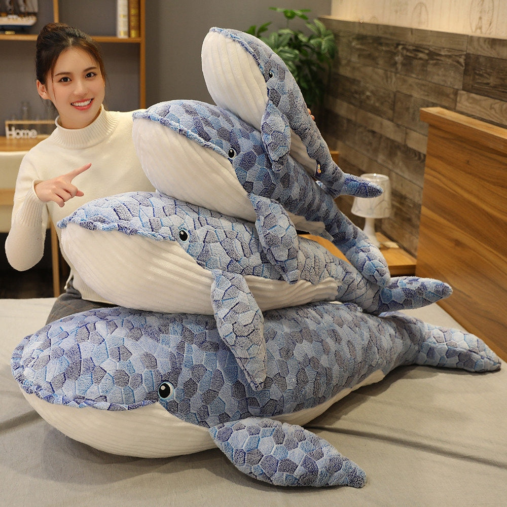 Blue Whale Large Size Huggable Plush Toy Stuffed Toy Pillow Doll