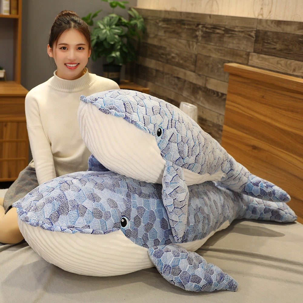 Blue Whale Large Size Huggable Plush Toy Stuffed Toy Pillow Doll