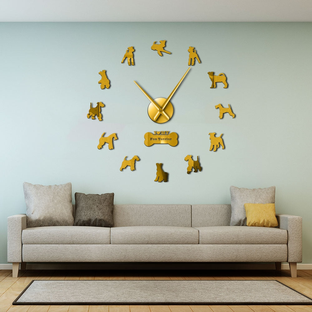 Fox Terrier Large Frameless DIY Wall Clock Dog Lover Gifts