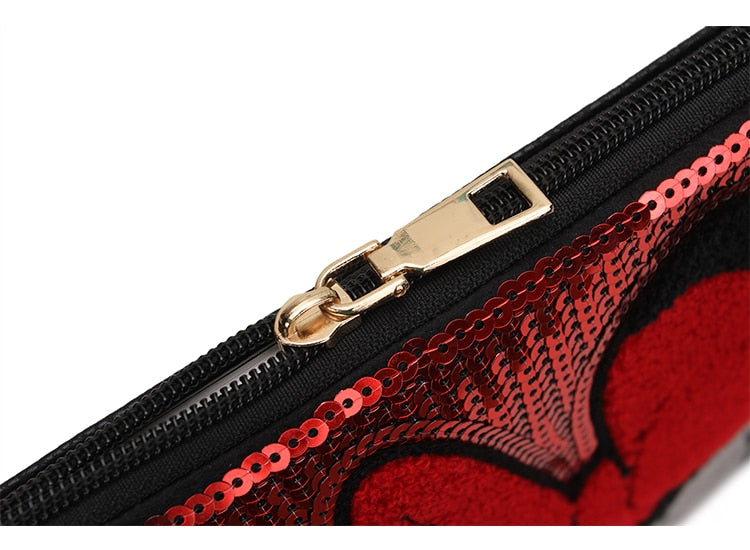 Cartoon Mickey Minnie Sequin Leather Purse Handbag