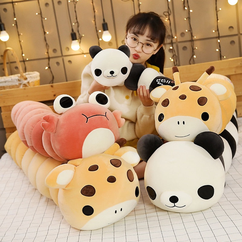 Colorful Animal Transsform Caterpillar Plush Stuffed Pillow Cushion Doll