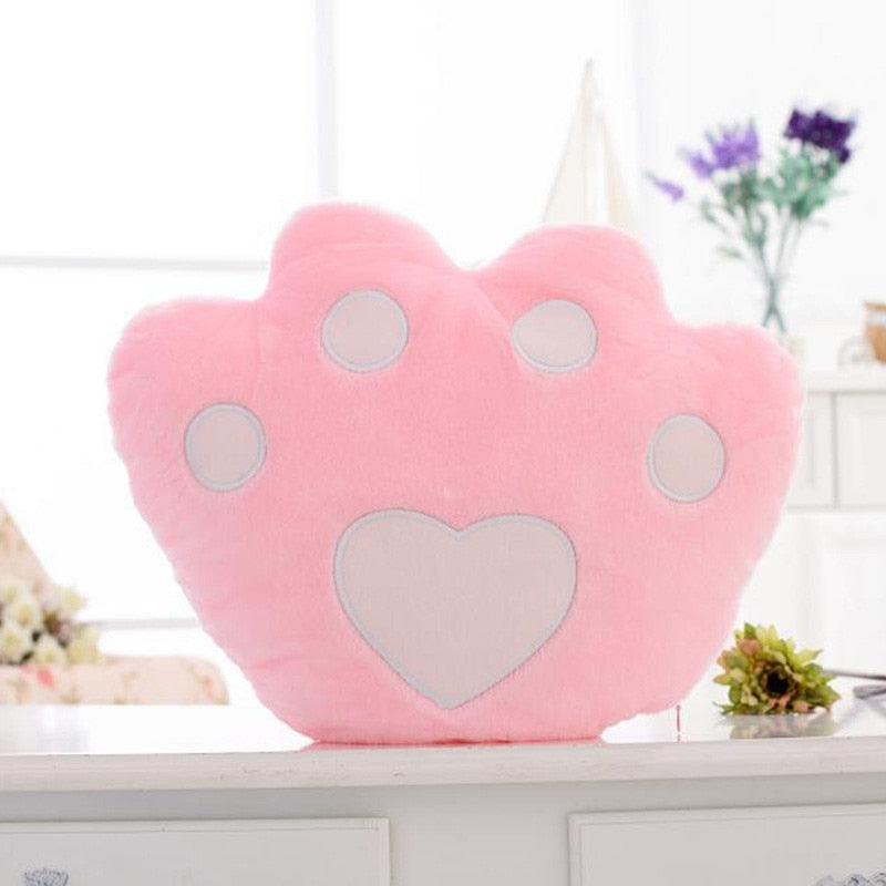 Cute Bear Cat Paw Shape LED Glowing Light Soft Plush Stuffed Pillow Doll