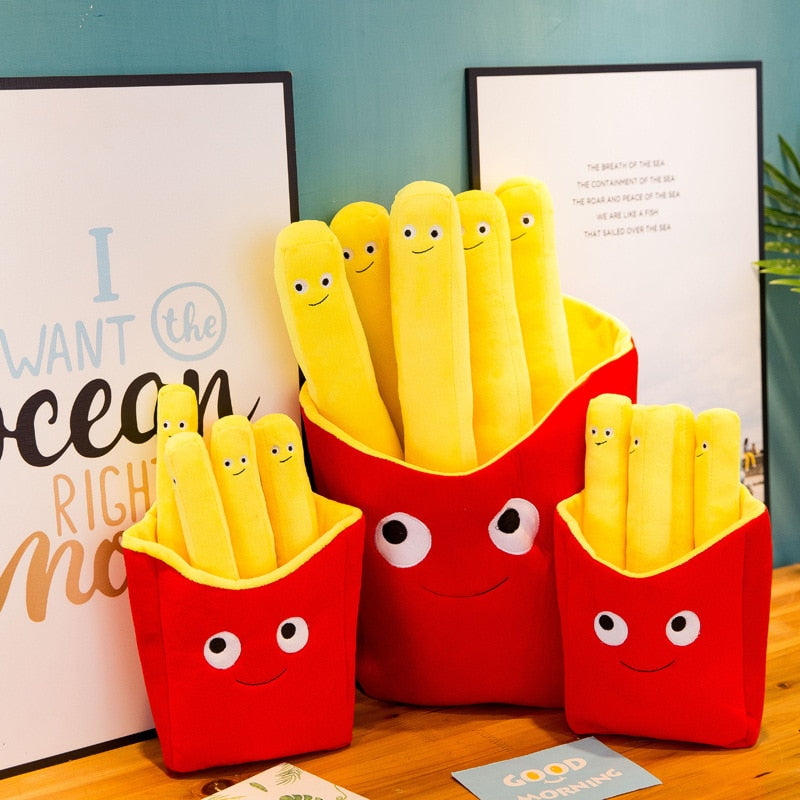 Funny Cartoon A Bag of French Fries Stuffed Plush Pillow Doll