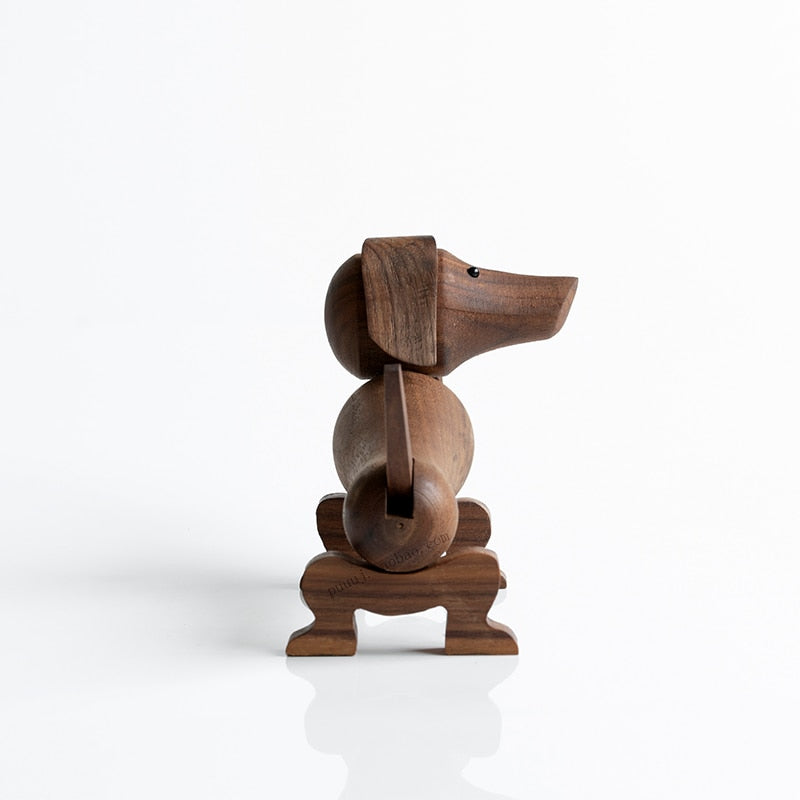 Handmade Wooden Dachshund Dog Figures Home Decoration