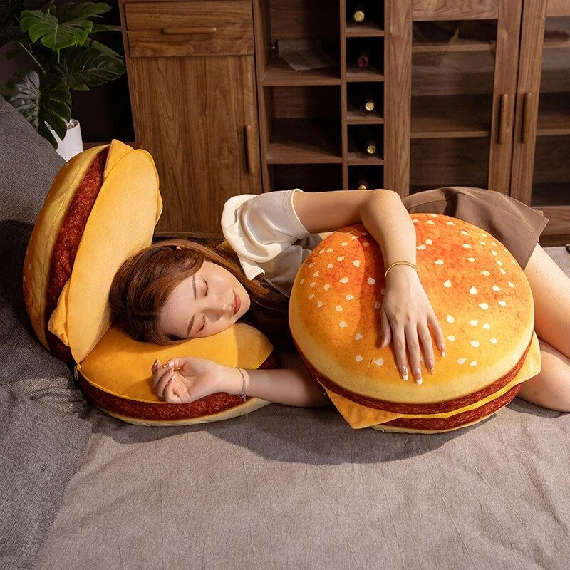 Cheese Burger Hamburger Stuffed Plush Throw Pillows Cushion Doll