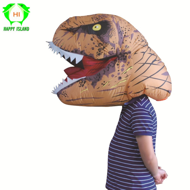 T-Rex Dinosaur Head Inflatable Costume Hood For Adult