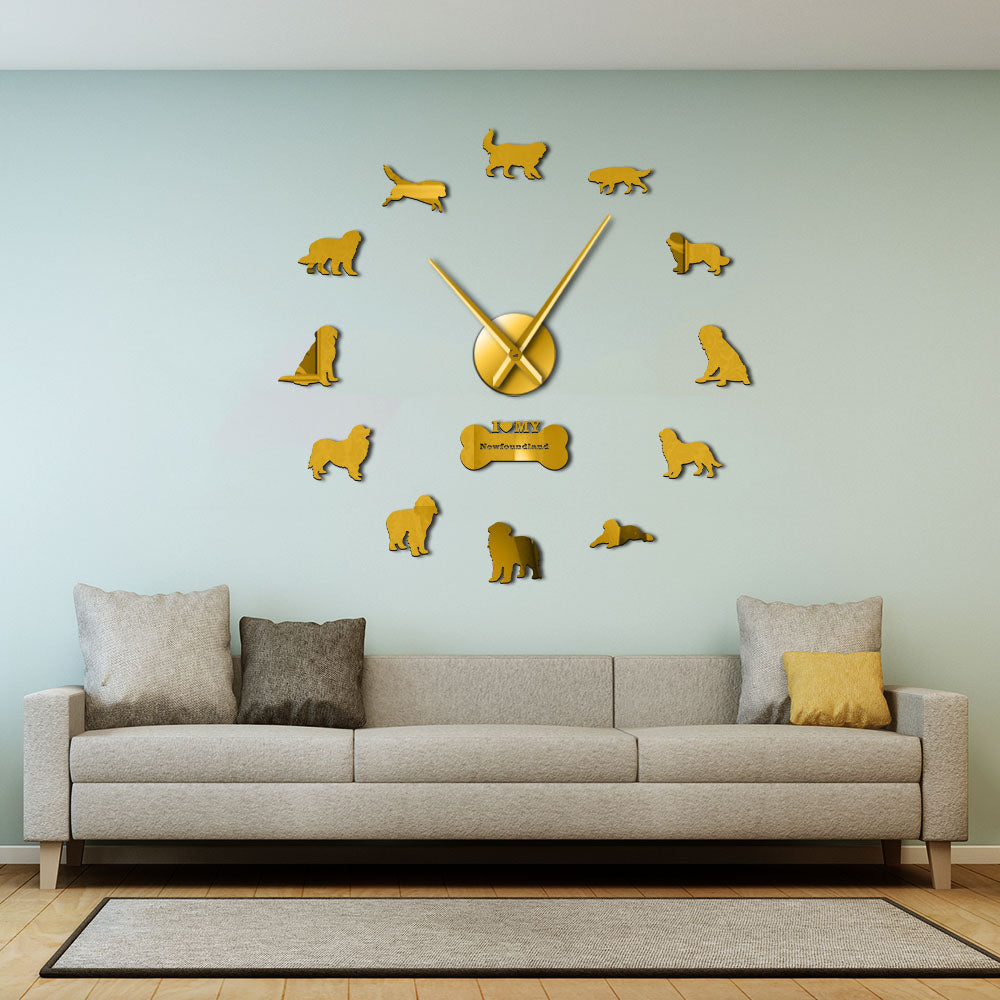 Newfoundland Dog Large Frameless DIY Wall Clock