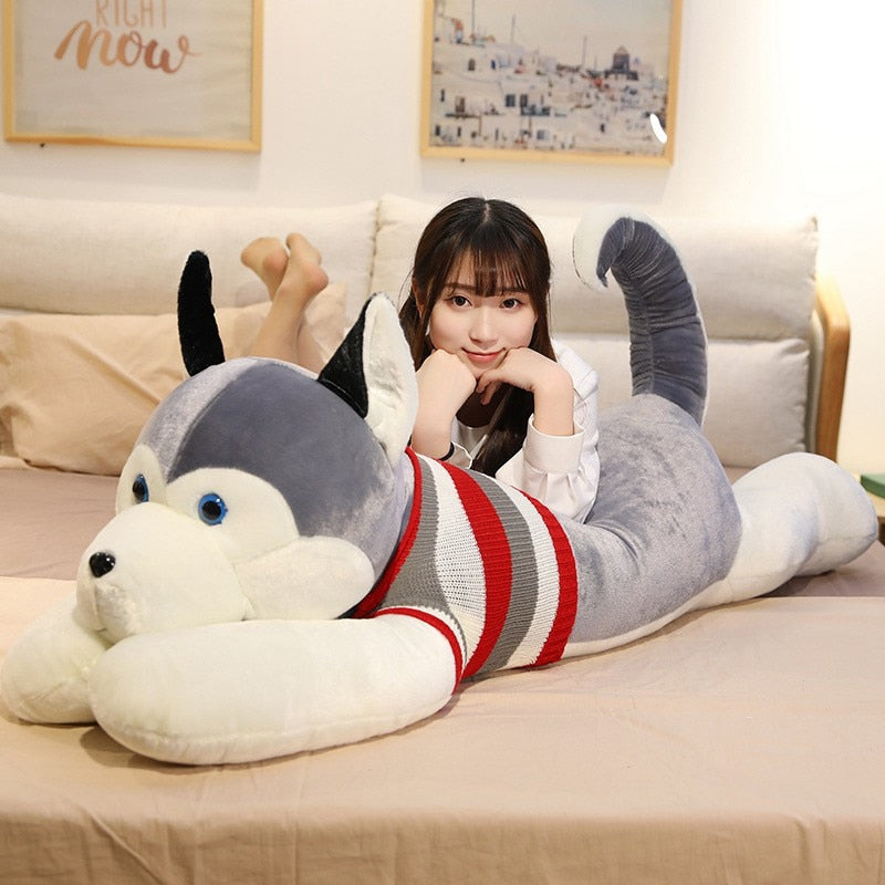 Giant Cuddly Siberian Husky Dog 50 Inch Soft Plush Stuffed Pillow Doll Gift
