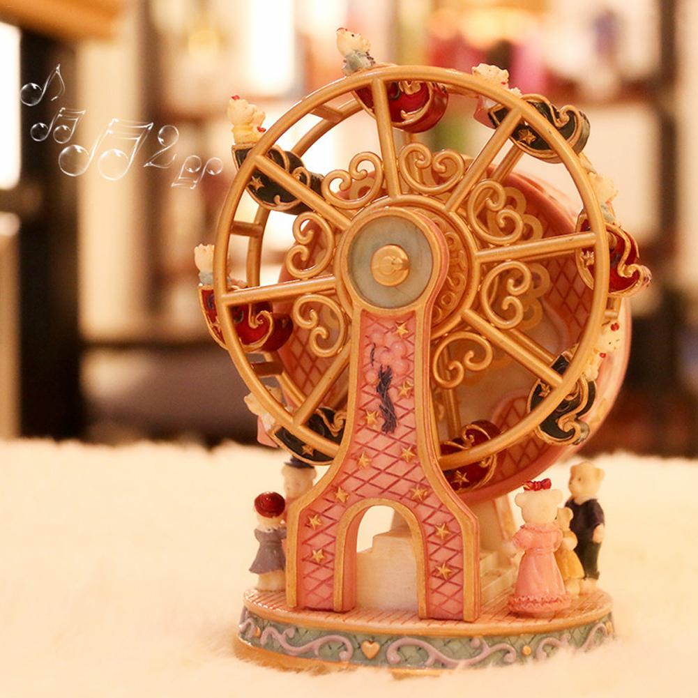 Rotating Ferris Wheel Resin Rotating Music Box Bear Music Box Christmas Gift Decoration