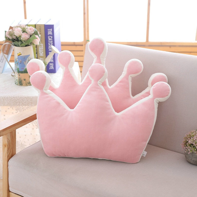 Rainbow Princess Crown Plush Stuffed Pillow for Girl Room Sofa Decor