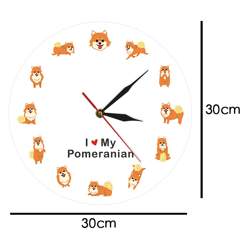 Cartoon Pomeranian Dog Wall Clock