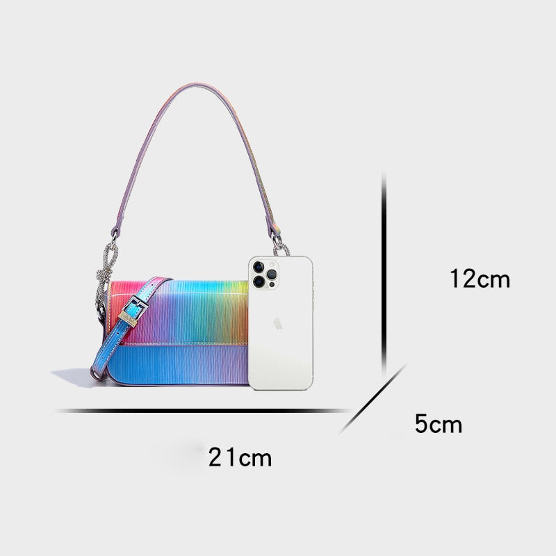 Colorful Laser Rainbow Mini Clutch Shoulder Bag Handbag