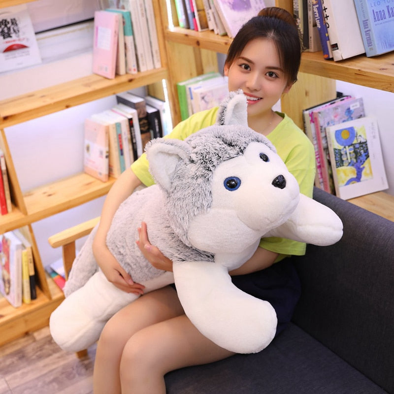 Lifelike Simulation Siberian Husky Puppy Dog Stuffed Plush Pillow Doll