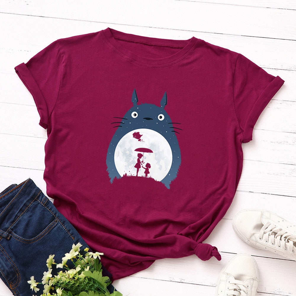 Anime My Neighbor Totoro Print Cotton T-Shirt