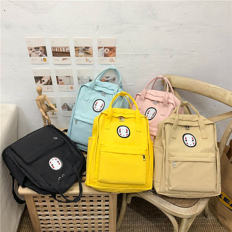Canvas No Face Backpack for Teenager Girls Schoolbag Back