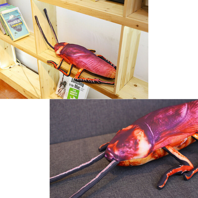 Giant Simulation Realistic Cockroach Plush Long Pillow Doll Prank Props