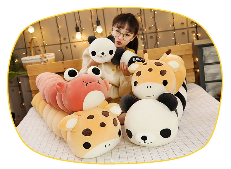 Colorful Animal Transsform Caterpillar Plush Stuffed Pillow Cushion Doll