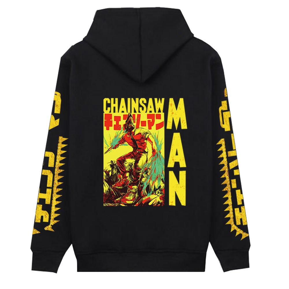 Anime Chainsaw Man Print Long Sleeve Zipper Hoodie Sweatshirt