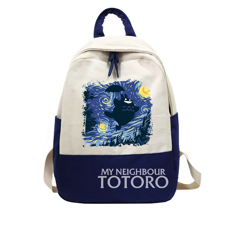 Anime Cartoon Totoro Canvas Backpack Shoulder School Bag