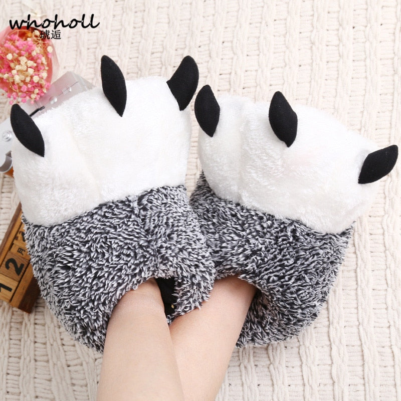 Giant Panda Bear Paw Warm Plush Slippers