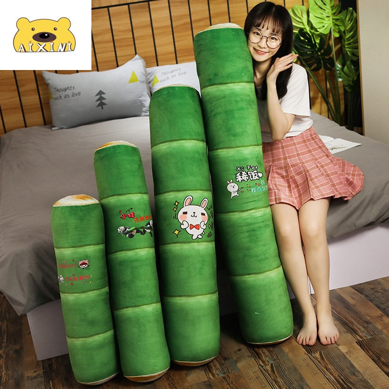 Green Bamboo Leaf Panda Plush Stuffed Long Sleep Pillow Doll Gift