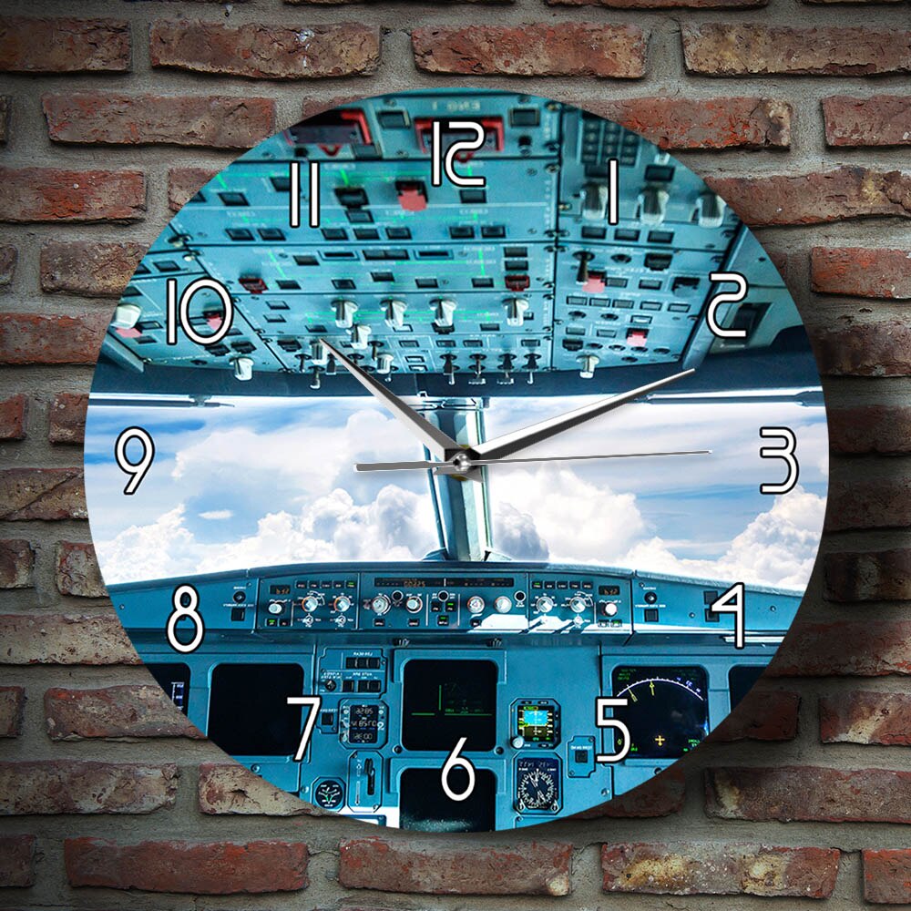 Airplane Interior Cockpit Print Wall Art Wall Clock