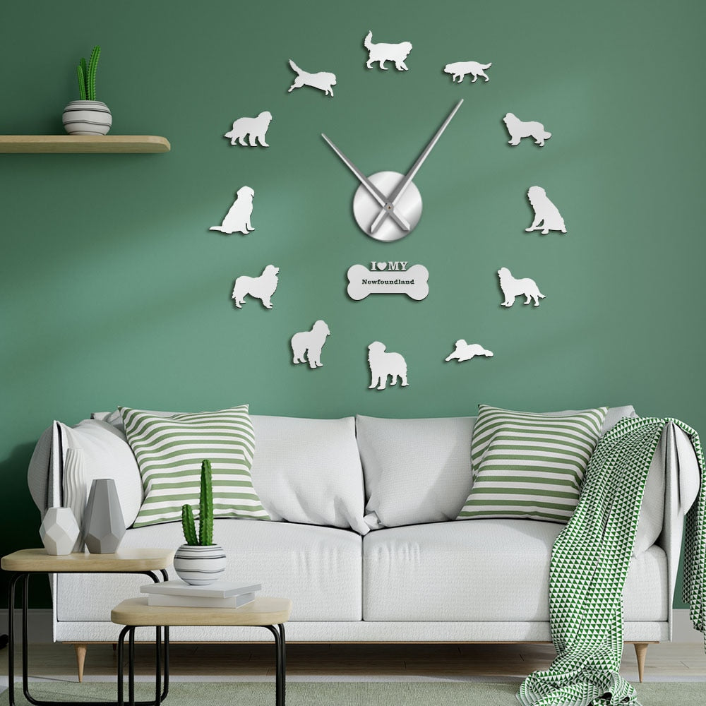 Newfoundland Dog Large Frameless DIY Wall Clock