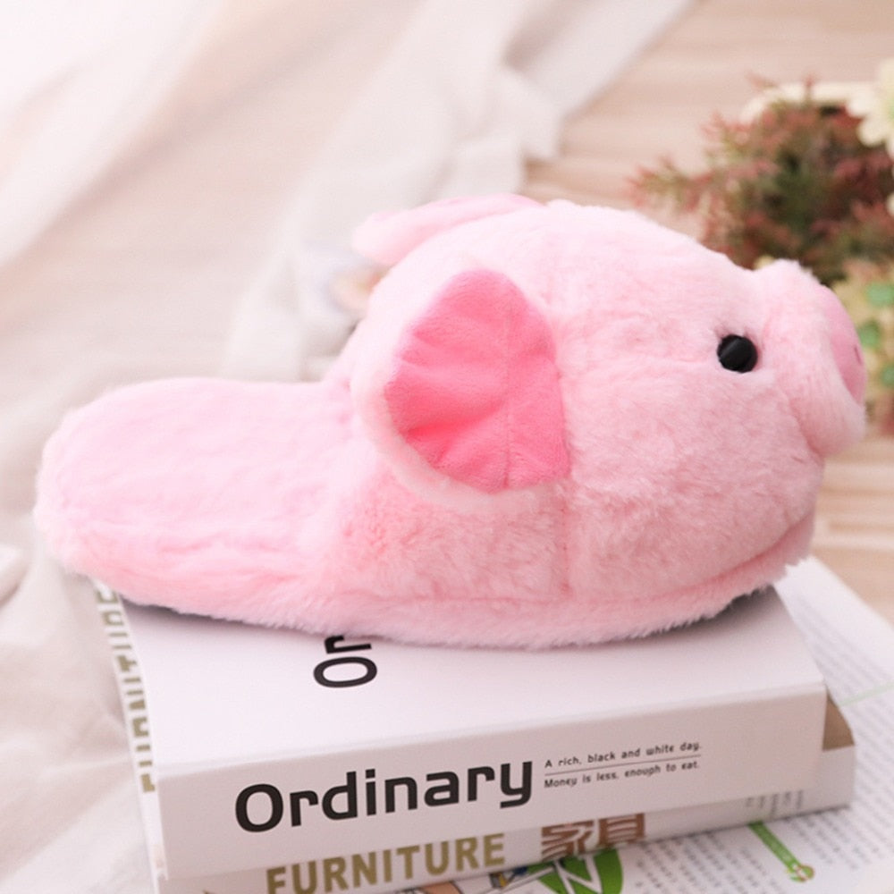 Cute Pink Pig Plush Indoor Warm Stuffed Shoes & Pillow