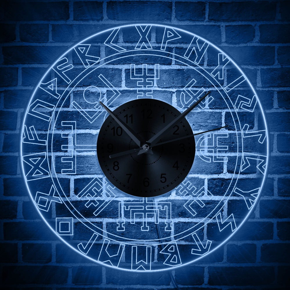 Luminous Viking Runes Acrylic Wall Clock with LED Light