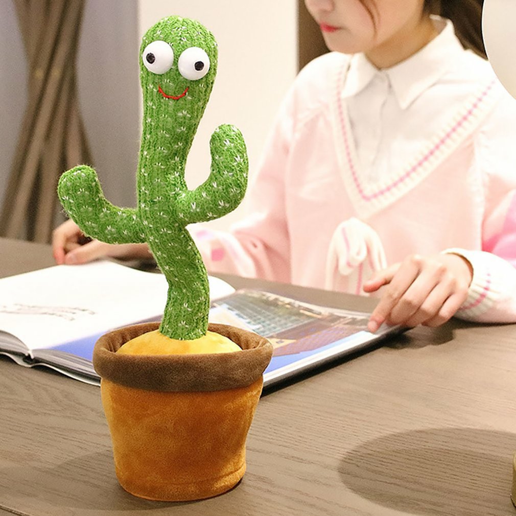 Electric Dancing Luminous Cactus Plush Stuffed Toy with Light