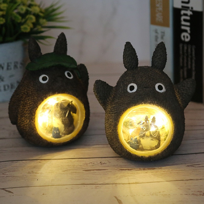 Cute Tororo Spirited Away LED Night Resin Figures Model Decor