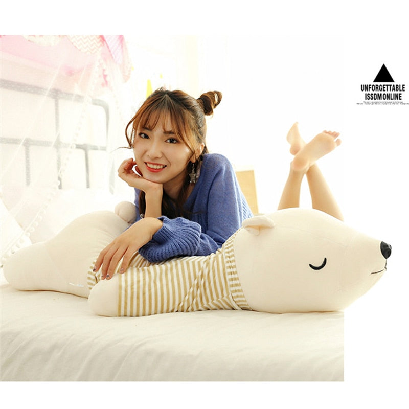 Cute Sleeping Polar Bear Cuddly Plush Cotton Stuffed Doll Pillow Toys