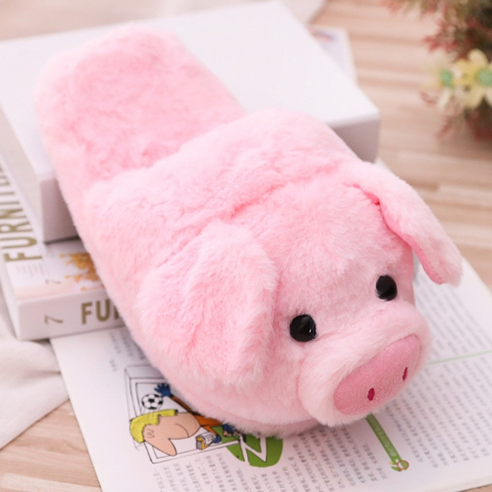 Cute Pink Pig Plush Indoor Warm Stuffed Shoes & Pillow