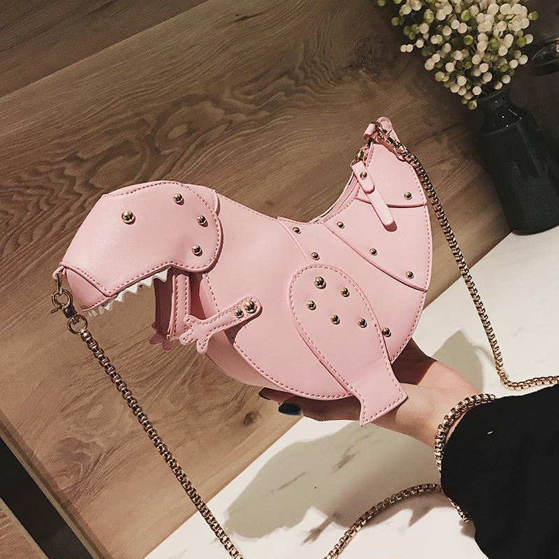 Dinosaur T-Rex Rivets Leather Purse Shoulder Bag
