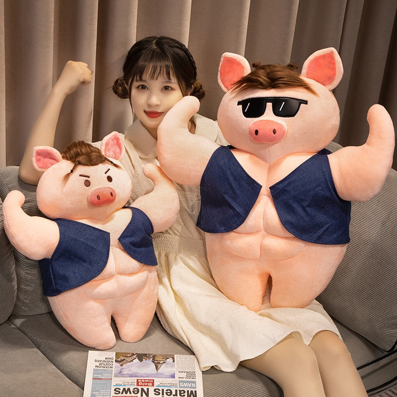 Cute Strong Fitness Muscle Pig Stuffed Plush Doll Birthday Gift