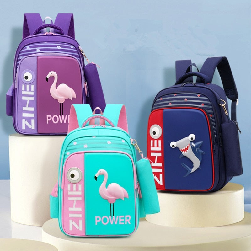 Girls Pink & Blue Shark Backpack