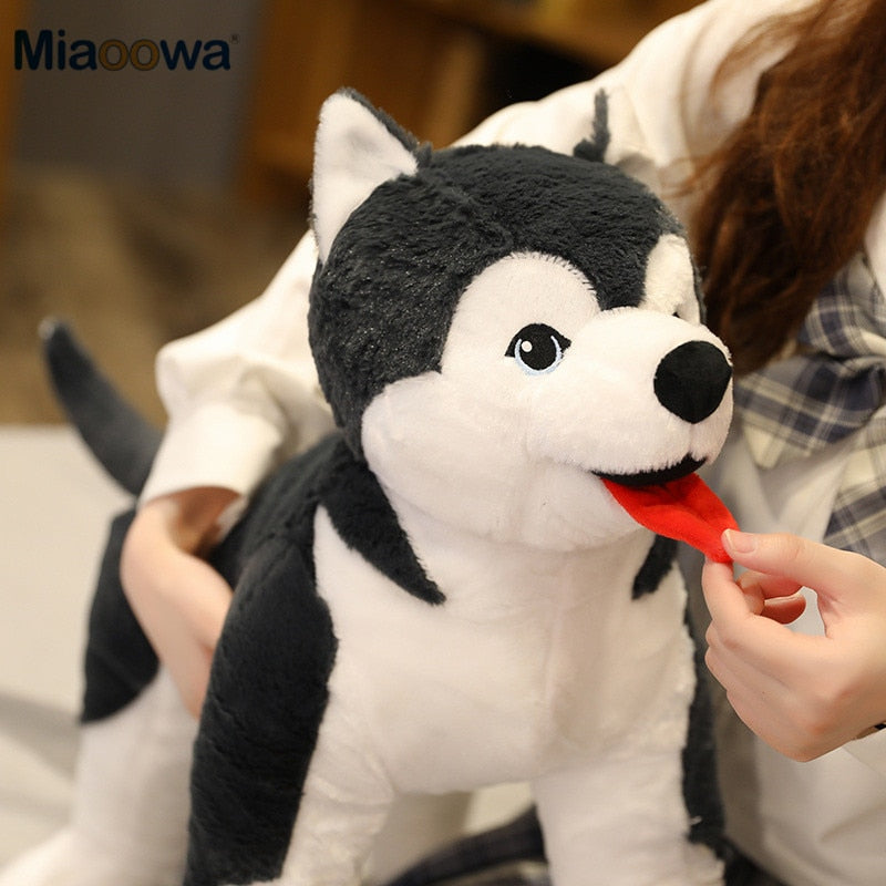 Lifelike Siberian Husky Dog Large Size Plush Stuffed Toy Doll