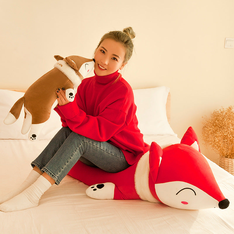 Cute Sleeping Fox Lying Plush Stuffed Pillow Doll