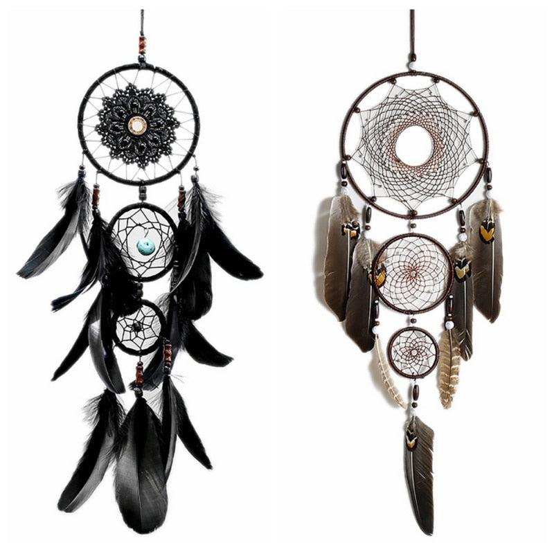 Black Feather Crafts Dreamcatcher Wind Chimes Indian Style