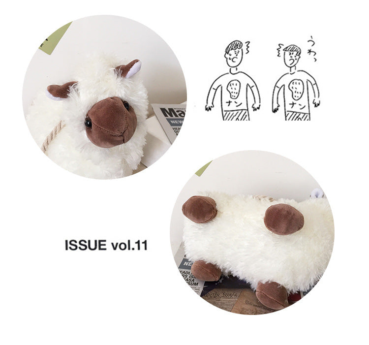 Lovely White Alpaca Plush Stuffed Purse Shoulder Bag