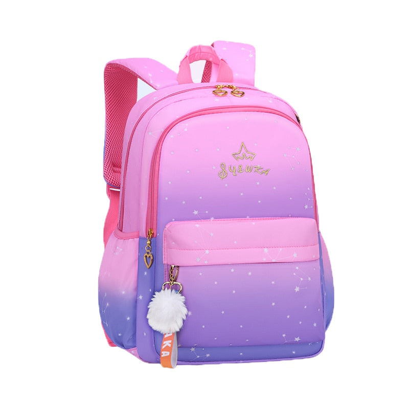 Fresh Waterproof Student Backpack Girls Junior Gradient Starry Sky