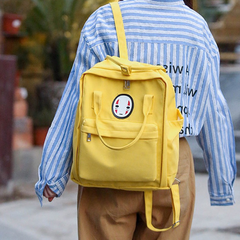 Canvas No Face Backpack for Teenager Girls Schoolbag Back