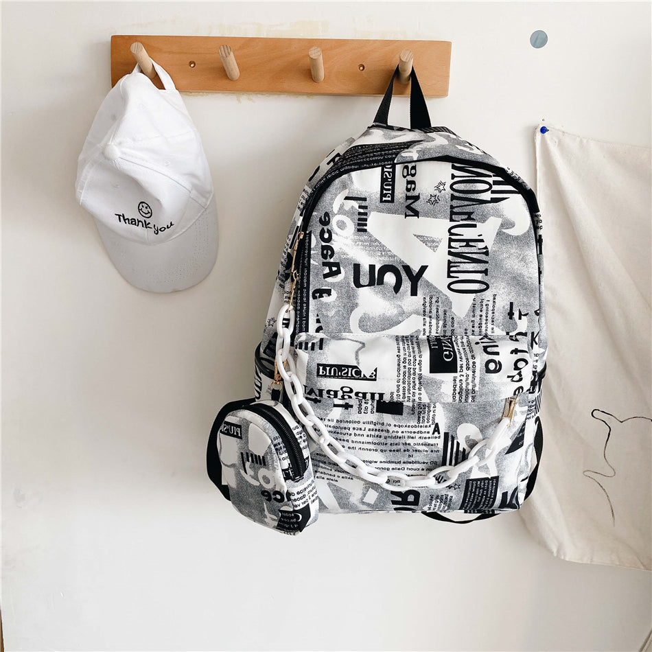 Minimal Cow Pattern Print School Book Bag Backpack for Teenagers