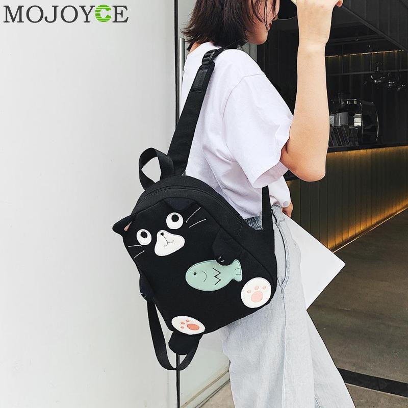 Veryke Canvas Backpack for Girls, Black School Backpack for Teens